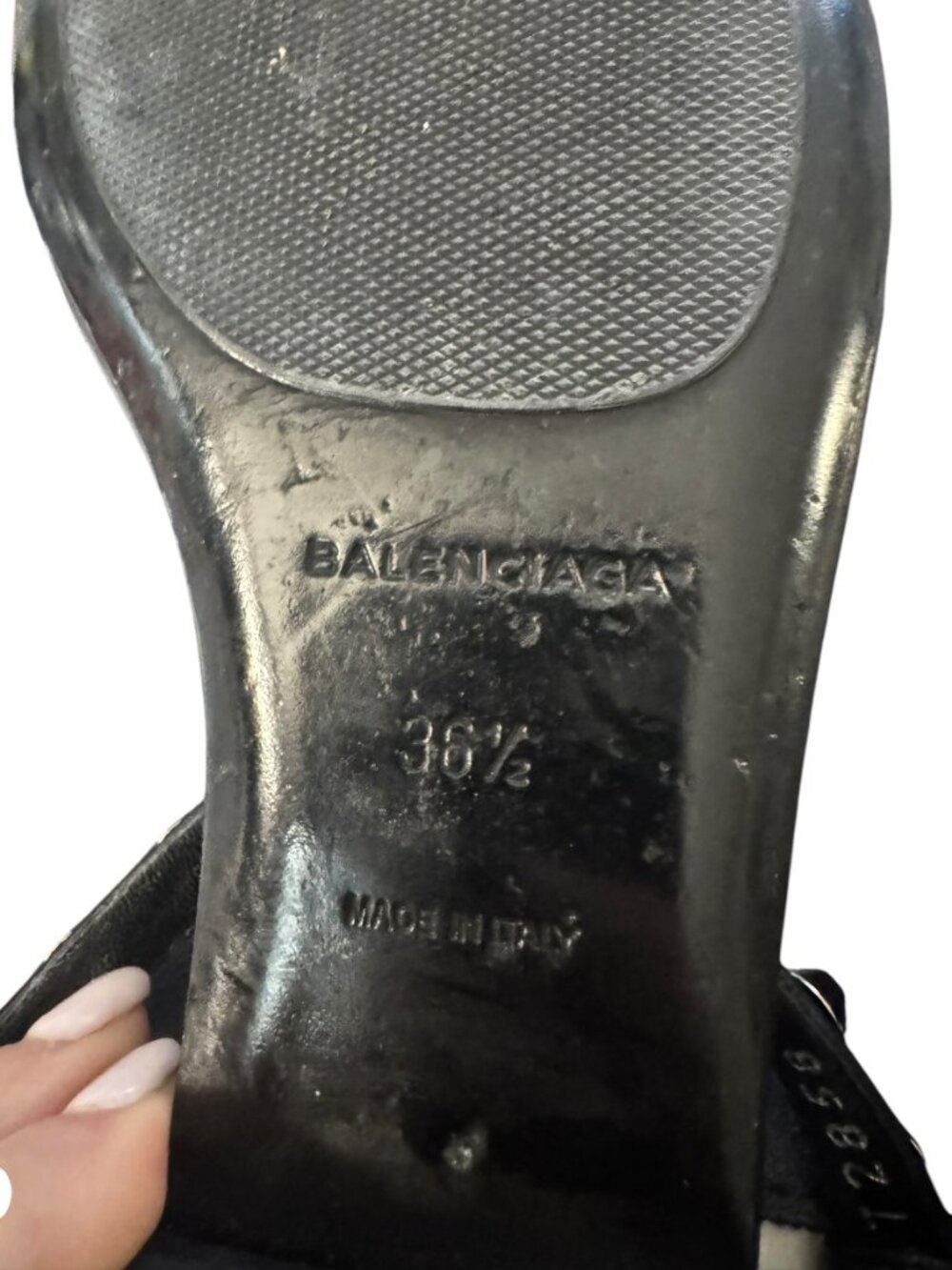 Balenciaga Paris Moto Stud Ankle T Strap thong Sandals Black Leather 36.5 6.5 - Picture 11 of 13